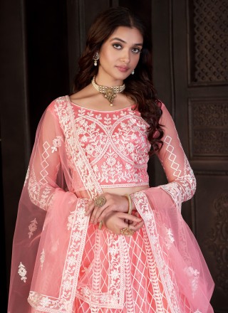 Peach Thread Work Trendy Lehenga Choli