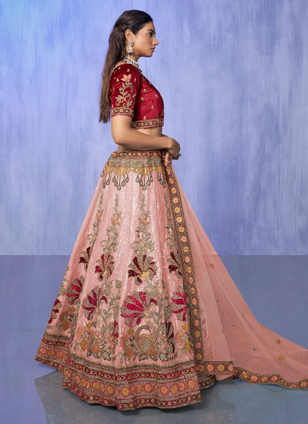 Deep Teal Sequins Embroidered Velvet Wedding Lehenga | Latest bridal lehenga,  Indian wedding outfits, Wedding lehenga online