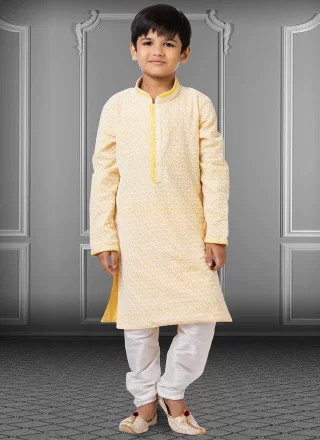 Shop Teen Boys Yellow Art Silk Kurta Set Party Wear Online at Best