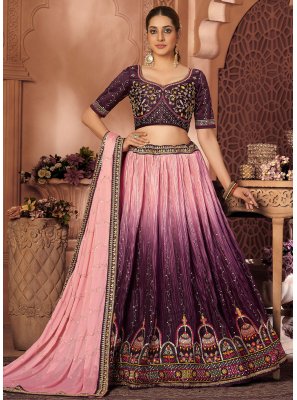 Pink and Purple Thread Designer Long Lehenga Choli