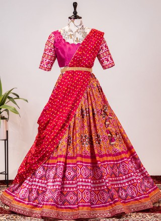 Attractive Red Gota Work Chinon Festival Wear Lehenga Choli