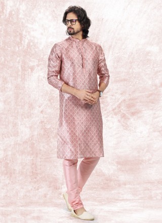 Pink Banarasi Jacquard Ceremonial Kurta Pyjama