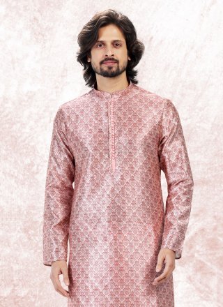 Pink Banarasi Jacquard Ceremonial Kurta Pyjama