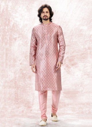 Pink Banarasi Jacquard Ceremonial Kurta Pyjama
