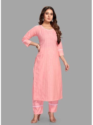 Pink Block Print Pant Style Suit