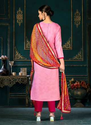 Pink Casual Cotton Pant Style Suit