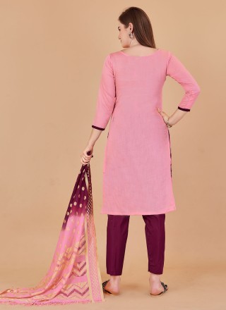 Pink Ceremonial Banarasi Silk Trendy Salwar Kameez