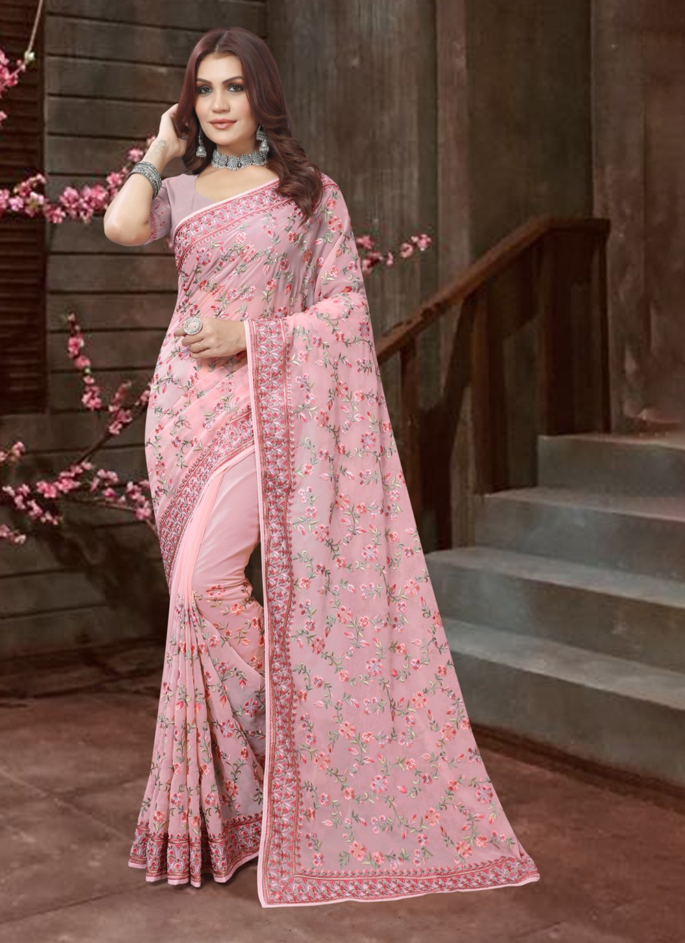 Pink Color Classic Saree