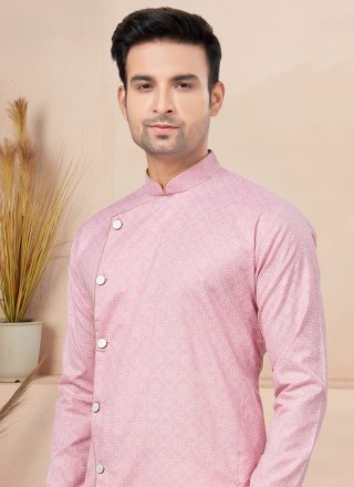 Pink Cotton Fancy Work Indo Western