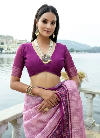 Pink Cotton Silk Classic Sari 