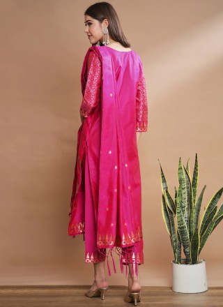 Pink Cotton Silk Party Pant Style Suit