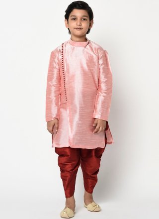 Pink Dupion Silk Dhoti Kurta 
