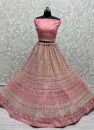 Pink Embroidered A Line Lehenga Choli