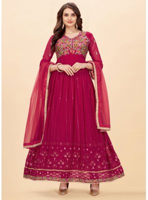 Pink Embroidered Anarkali Salwar Suit