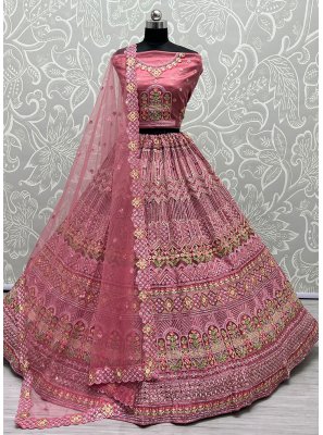 Pink Embroidered Designer Long Lehenga Choli
