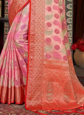Pink Embroidered Festival Classic Saree