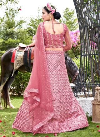 Pink Embroidered Net Trendy Lehenga Choli