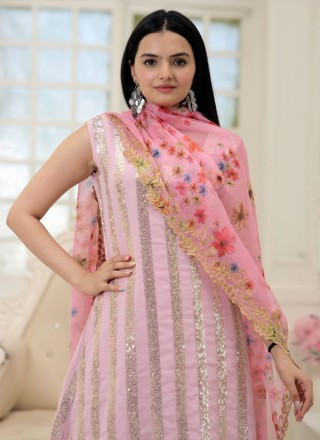 Pink Embroidered Readymade Suit