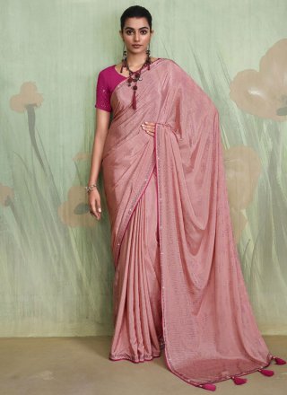 Chakori Deep Pink Faux Crepe Luxury Party Wear Sari saree