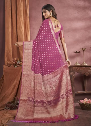Pink Georgette Contemporary Sari with