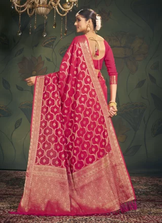 Pink Georgette Weaving Work Designer Saree