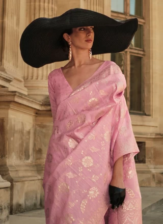 Pink Handloom silk Designer Saree