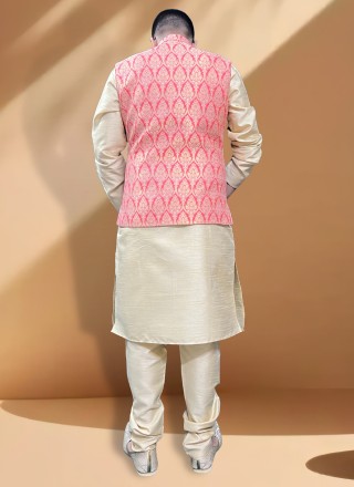 Pink Jacquard Fancy Nehru Jackets