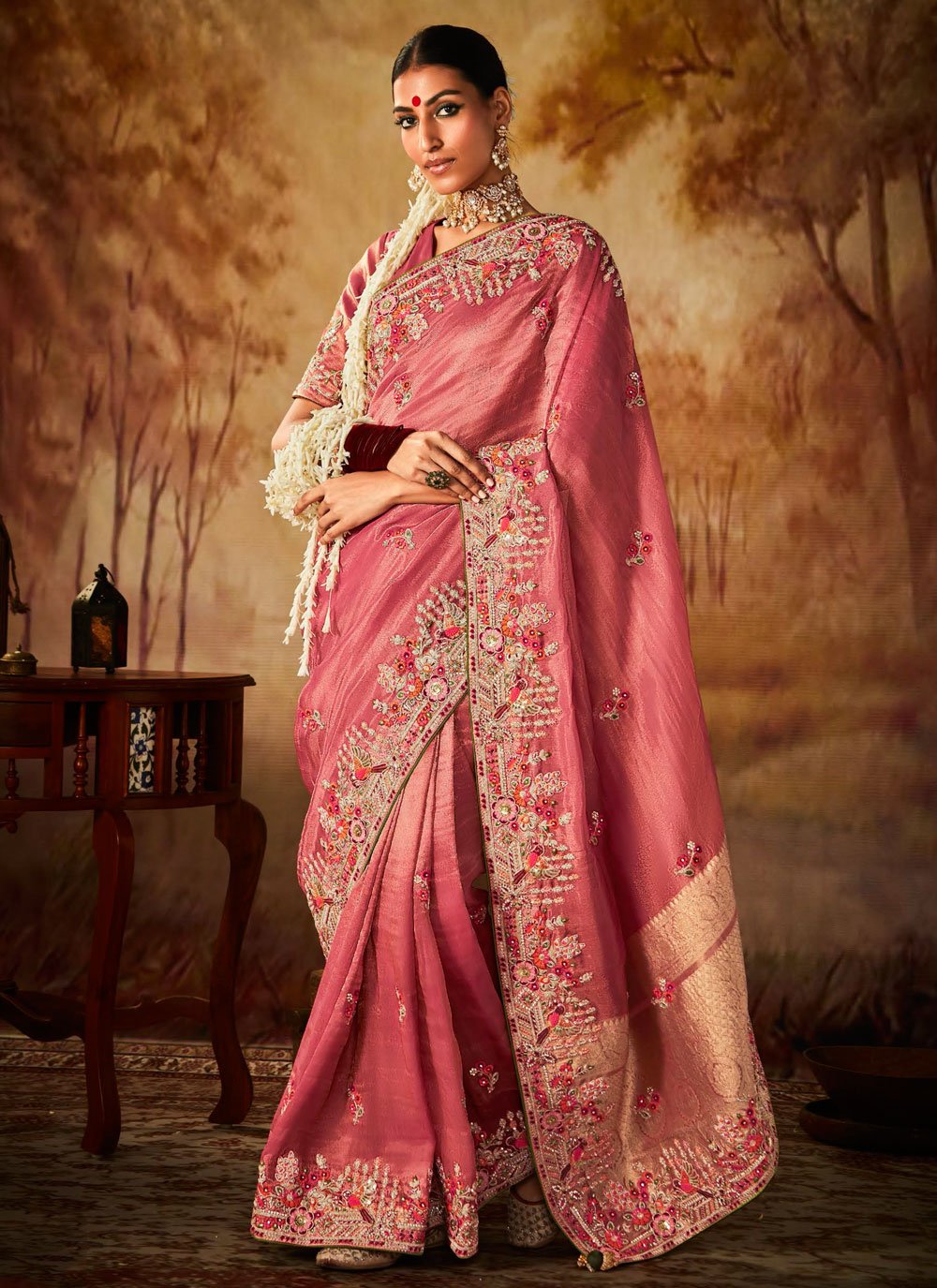 Attractive Dark Pink Kanjivaram Silk Saree With Ideal Blouse Piece –  LajreeDesigner