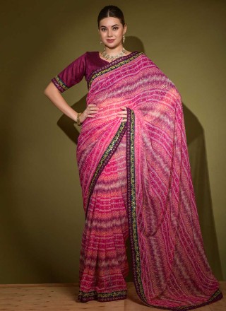 Pink Lace Classic Saree
