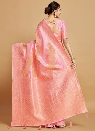 Pink Linen Traditional Saree