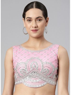 Pink Net Embroidered Blouse