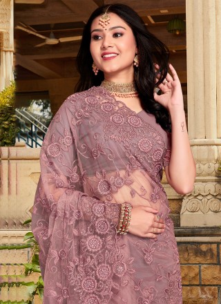 Pink Net Traditional Saree