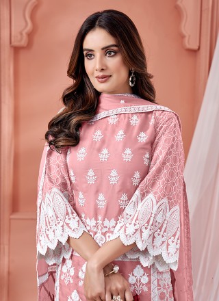 Pink Organza Embroidered Designer Salwar Kameez