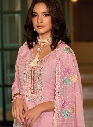 Pink Organza Embroidered Readymade Salwar Kameez