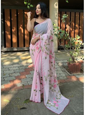 Pink Party Georgette Contemporary Style Saree
