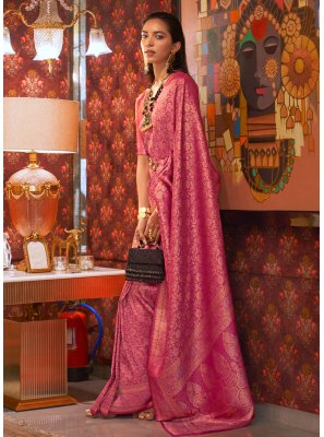 Pink Party Nylon Designer Saree