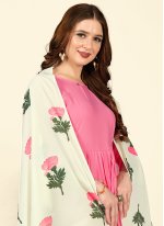 Pink Plain Cotton Anarkali Salwar Kameez