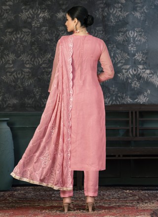 Pink Print Organza Salwar Suit