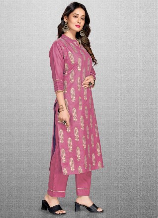 Pink Printed Readymade Anarkali Salwar Suit