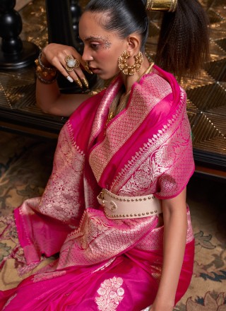 Pink Pure Georgette Contemporary Style Saree