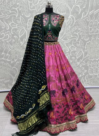 Charming black color lehenga choli with pink dupatta - DRESSTIVE - 3820518