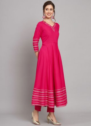 Pink Rayon Anarkali Suit