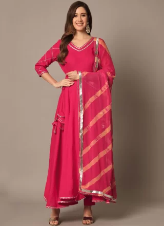 Pink Rayon Salwar Suit In Plain