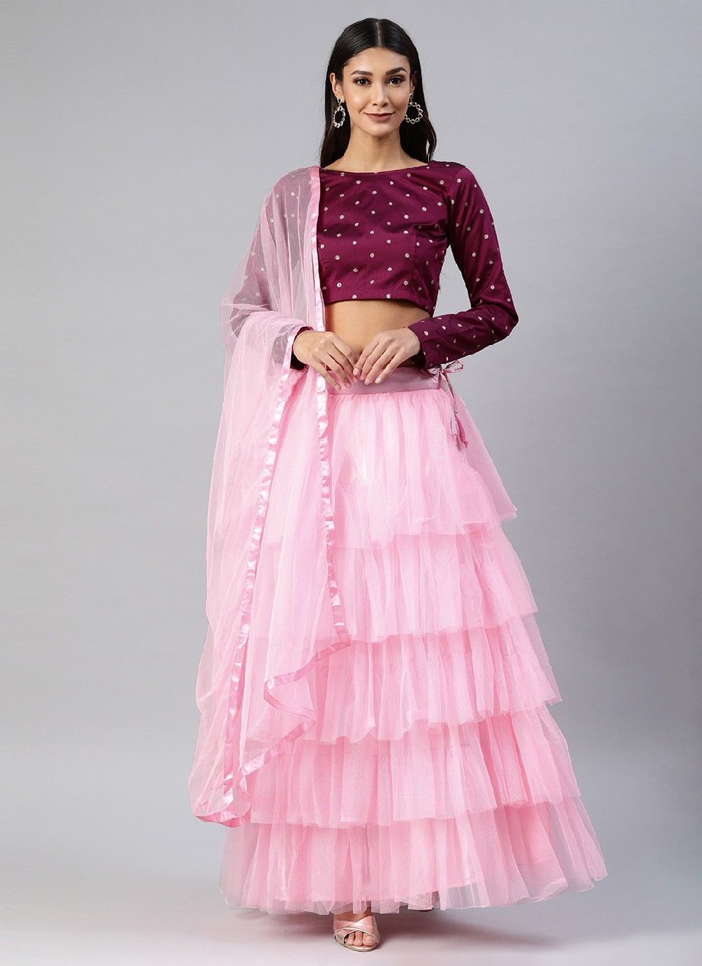 New Designer Ruffle lehenga set with Dupatta and Butta - Shop online women  fashion, indo-western, ethnic wear, sari, suits, kurtis, watches, gifts.