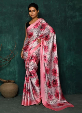 Pink Satin Classic Designer Saree