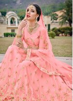 Pink Satin Silk Trendy Lehenga Choli