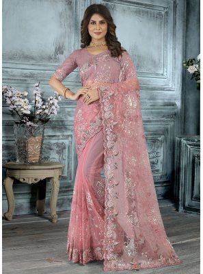 Pink Sequins Contemporary Saree