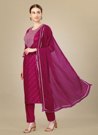 Pink Silk Blend Trendy Suit with Embroidered and Sequins Work for Ceremonial