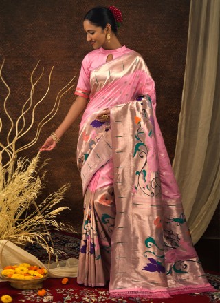 Pink Silk Classic Saree