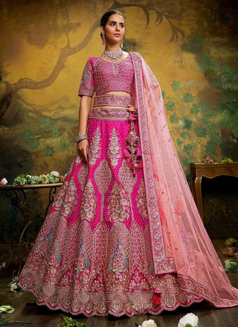 Shafnufab Women's viscos Velvet Lehenga Choli In Rani Pink Colour – Shafnu  Fab